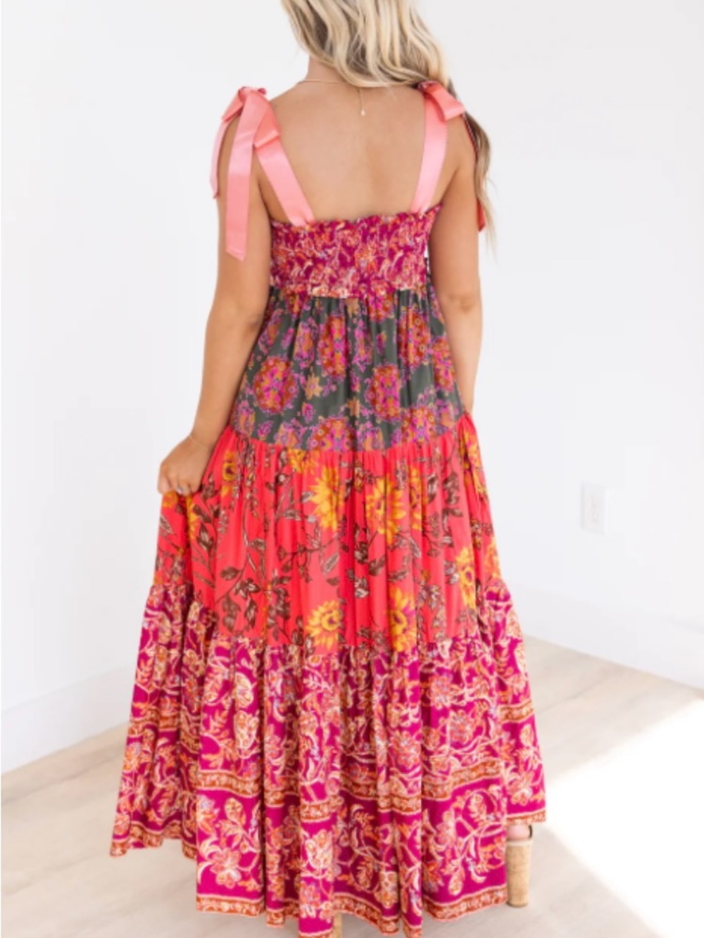 Free People Bluebell Maxi Dress Pink and Burgundy Floral in Colorway magenta Com - Picture 2 of 15